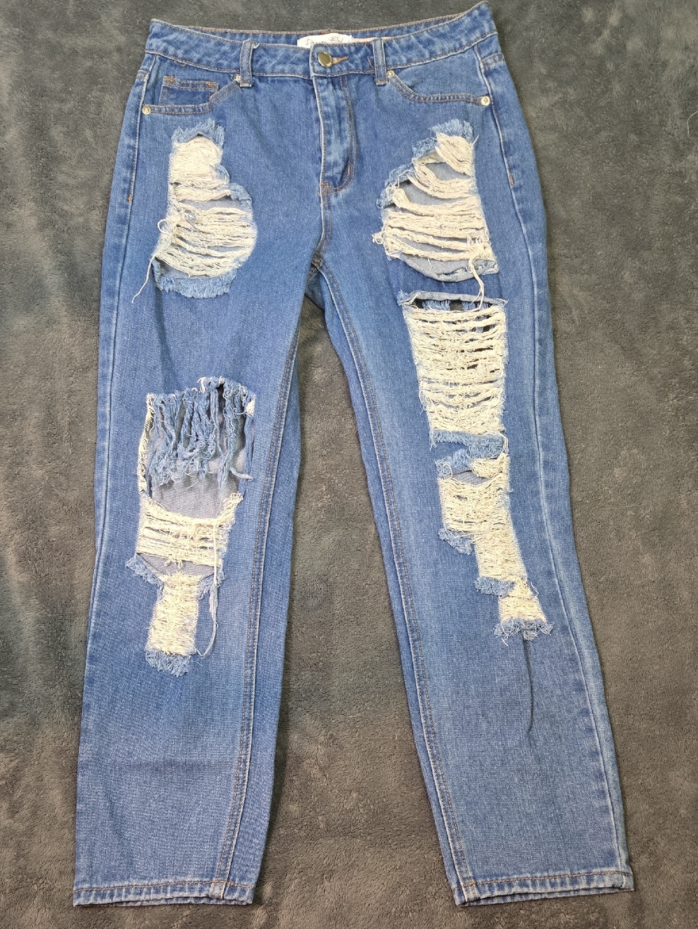 Denim Blvd Los Angeles Ripped Light Blue Distressed Jeans Sz 5